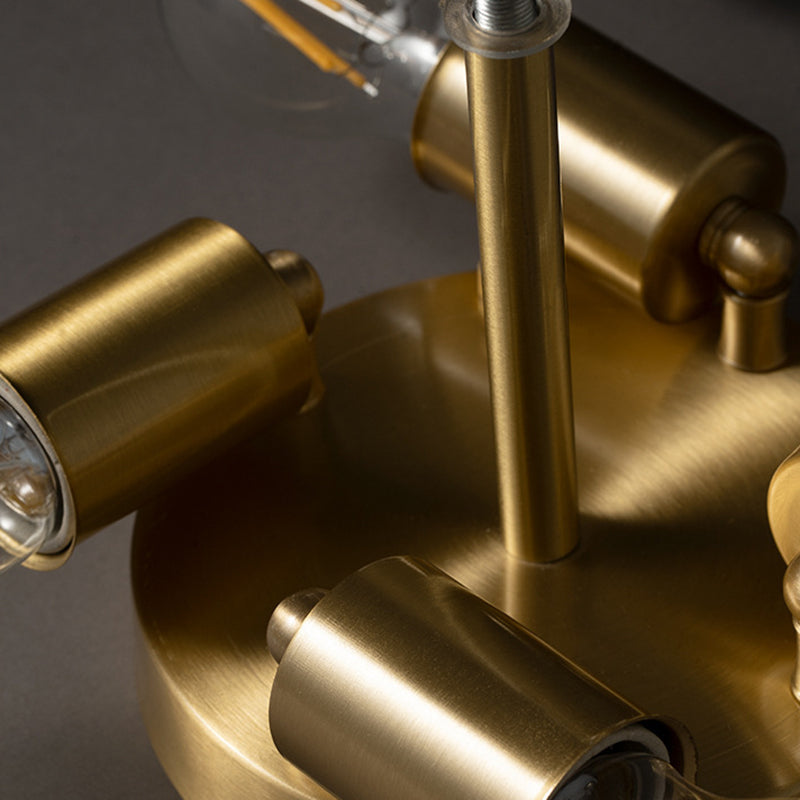 Plafonnier géométrique vintage colonial en cuivre, plafonnier à 4 lumières avec abat-jour en verre