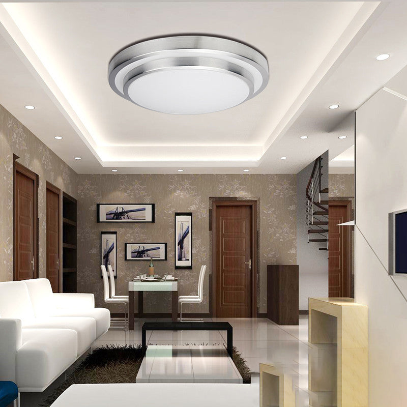 Luces de techo de montaje en superficie LED circulares de estilo moderno Luz de techo empotrada de aluminio en plata