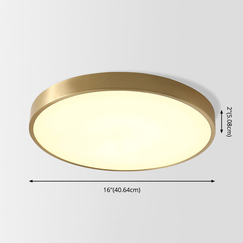 Kreisförmige Deckenleuchten im modernen Stil, 1-Licht-Acryl-Einbauleuchte aus Messing