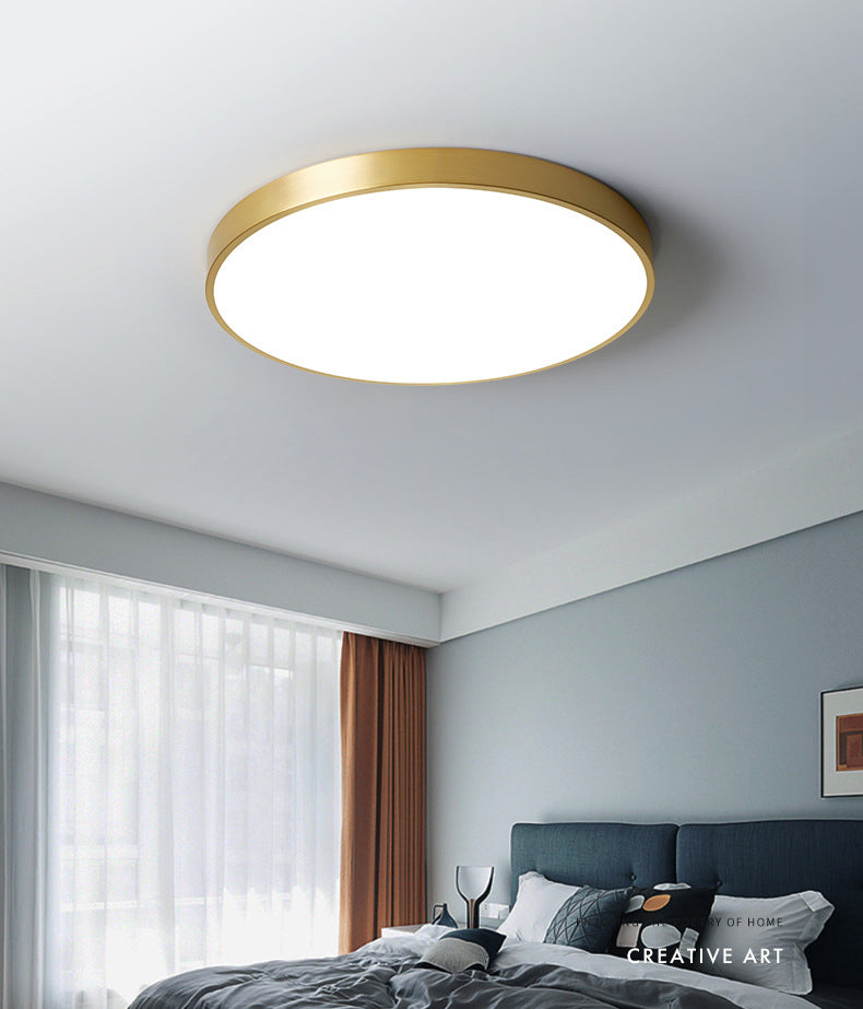 Kreisförmige Deckenleuchten im modernen Stil, 1-Licht-Acryl-Einbauleuchte aus Messing