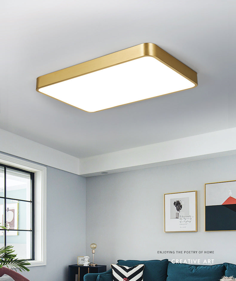 Modern Style Circle Flush Ceiling Light Fixtures 1-Light Acrylic Flush Mount Lamp in Brass