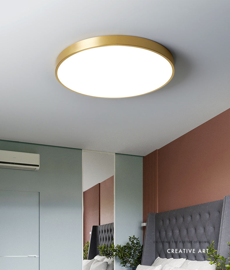 Kreisförmige Deckenleuchten im modernen Stil, 1-Licht-Acryl-Einbauleuchte aus Messing