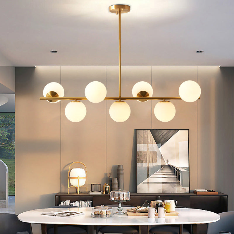 Brass 7-Light Island Light in Modern Luxury Style Copper Globe Pendant Light for Dining Room