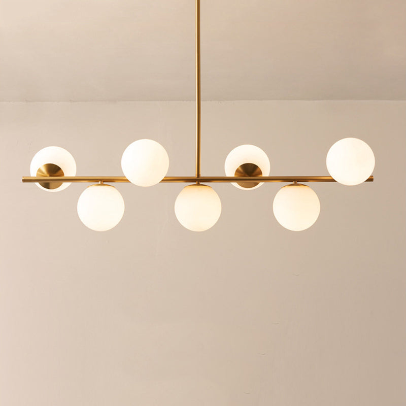 Brass 7-Light Island Light in Modern Luxury Style Copper Globe Pendant Light for Dining Room