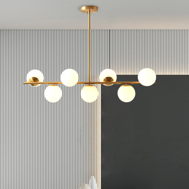 Brass 7-Light Island Light in Modern Luxury Style Copper Globe Pendant Light for Dining Room