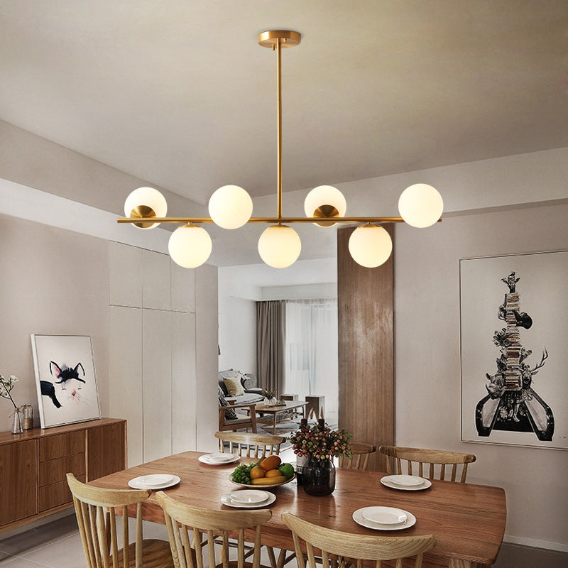 Brass 7-Light Island Light in Modern Luxury Style Copper Globe Pendant Light for Dining Room
