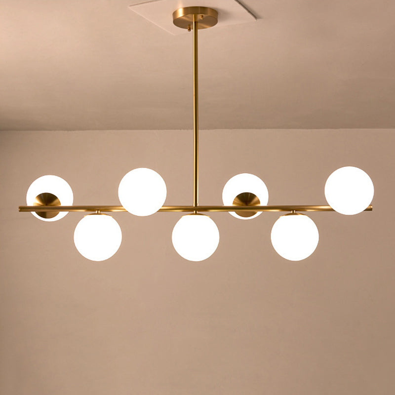 Brass 7-Light Island Light in Modern Luxury Style Copper Globe Pendant Light for Dining Room
