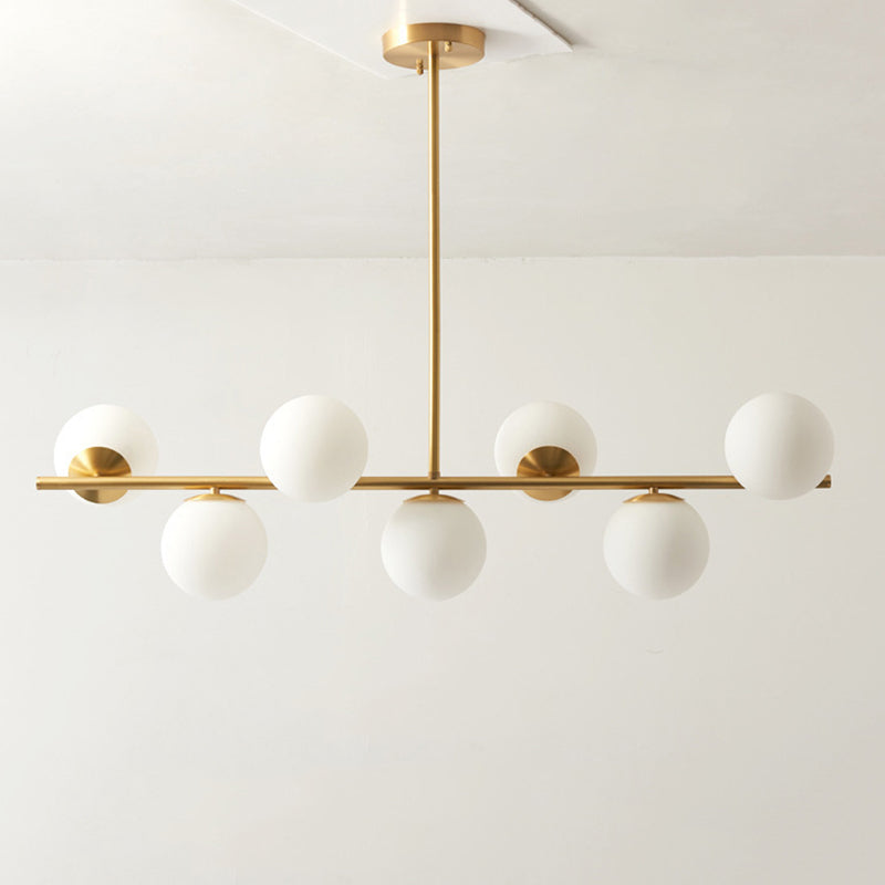Brass 7-Light Island Light in Modern Luxury Style Copper Globe Pendant Light for Dining Room