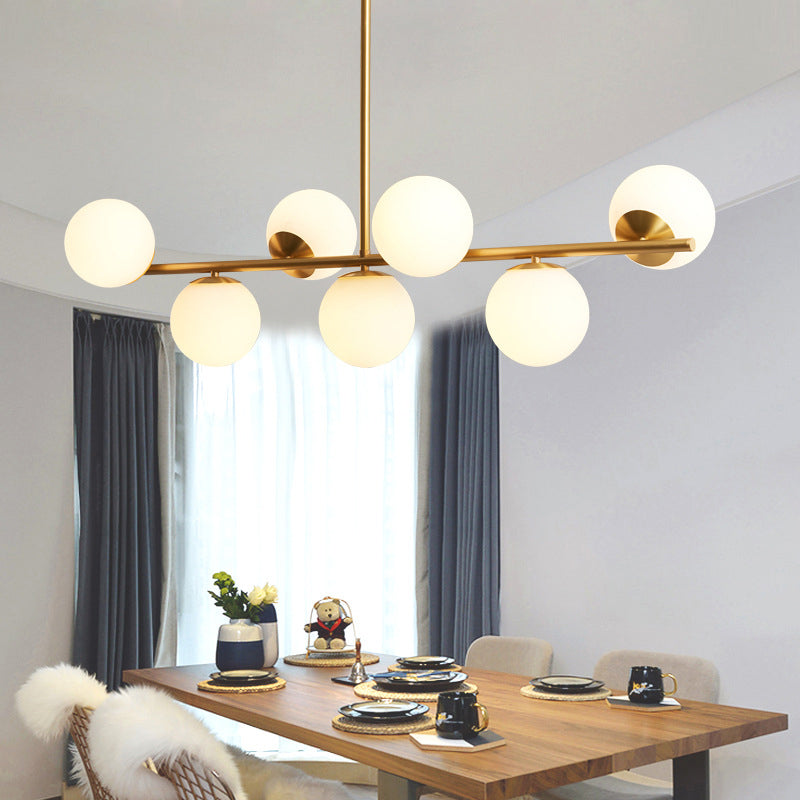 Brass 7-Light Island Light in Modern Luxury Style Copper Globe Pendant Light for Dining Room