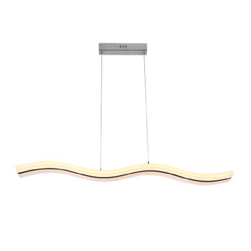 Acrylic White Linear LED Island Light in Modern Style Wrought Iron Pendant Light for Dining Room