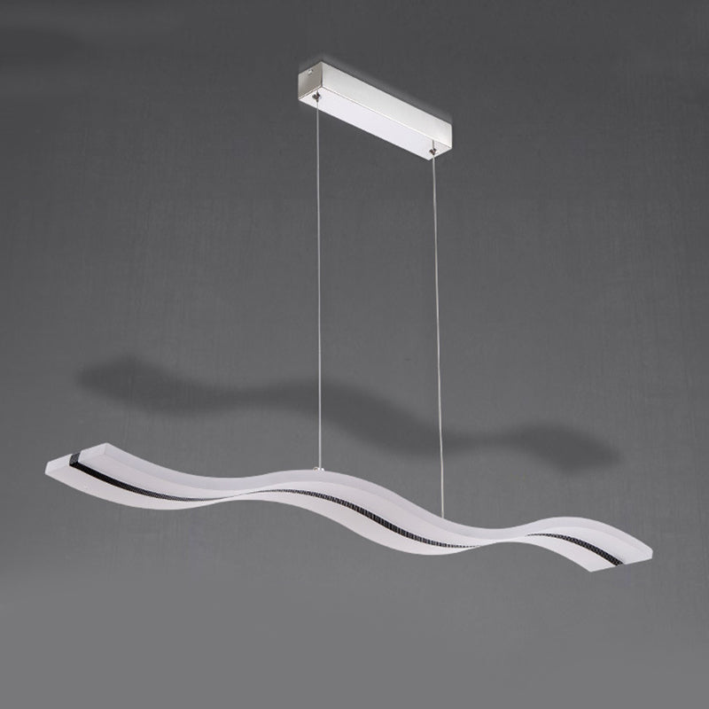 Acrylic White Linear LED Island Light in Modern Style Wrought Iron Pendant Light for Dining Room