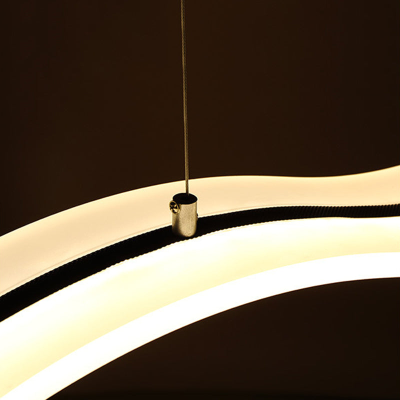 Acrylic White Linear LED Island Light in Modern Style Wrought Iron Pendant Light for Dining Room