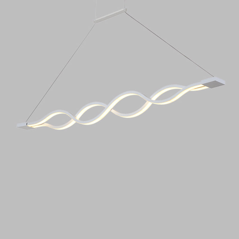 White Linear LED Island Light in Modern Concise Style Wrought Iron Pendant Light with Acrylic Shade