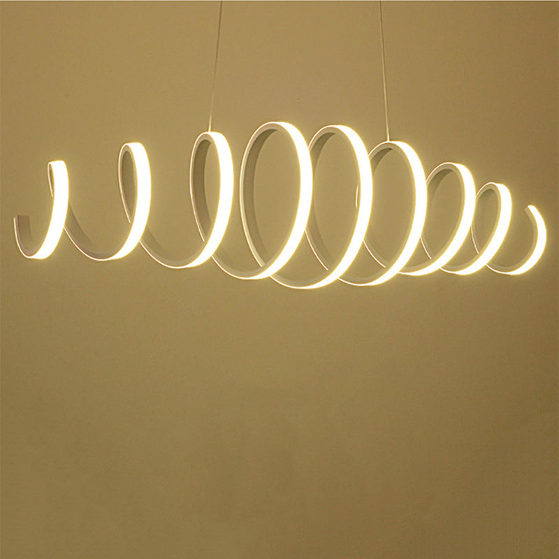 Acrylic White Linear LED Island Light in Modern Style Lacquered Iron Pendant Light for Dining Room