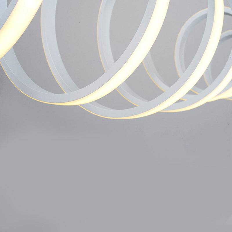 Acrylic White Linear LED Island Light in Modern Style Lacquered Iron Pendant Light for Dining Room