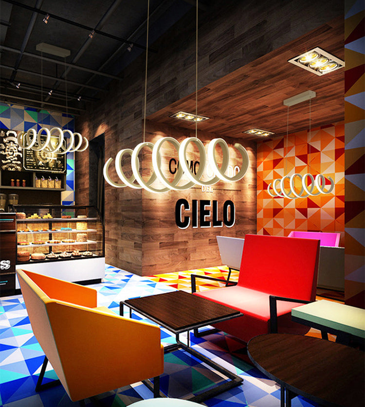 Acrylic White Linear LED Island Light in Modern Style Lacquered Iron Pendant Light for Dining Room