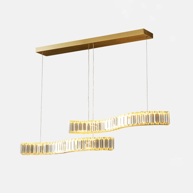 Modern Island Lighting Linear Crystal LED Pendant Lights for Dining Room