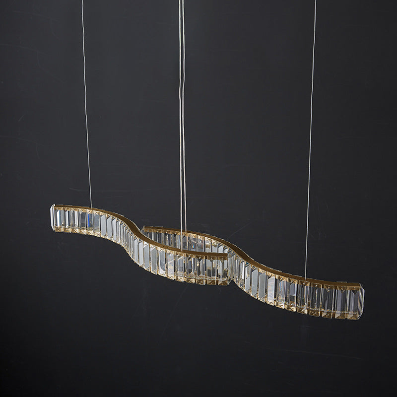 Modern Island Lighting Linear Crystal LED Pendant Lights for Dining Room