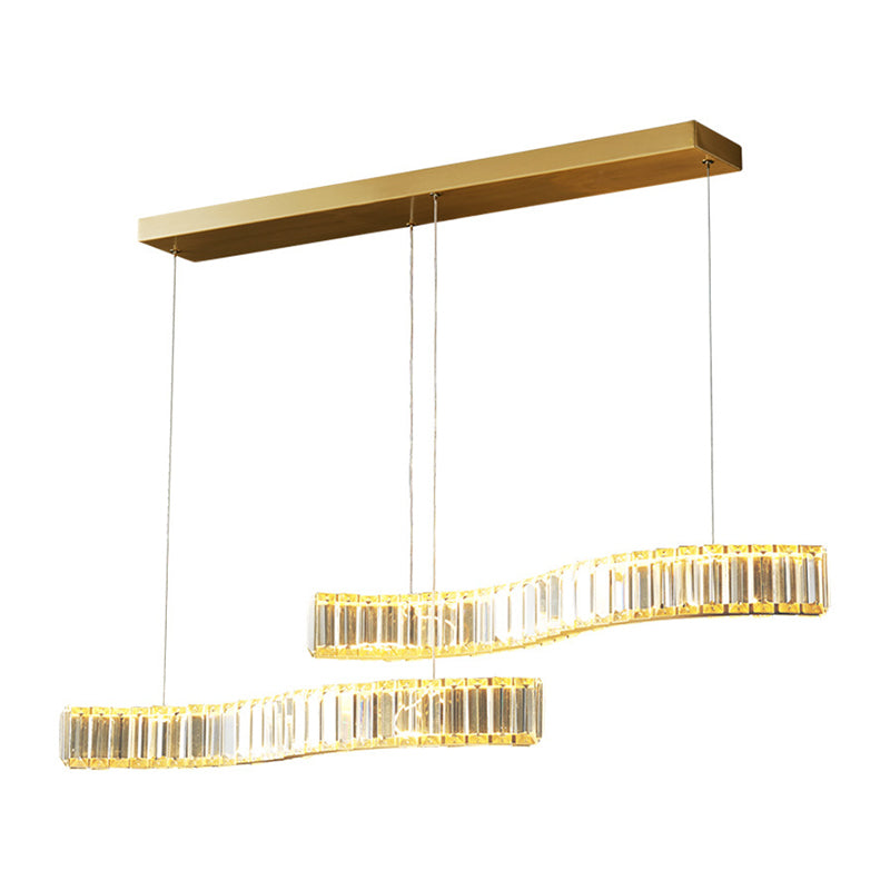 Modern Island Lighting Linear Crystal LED Pendant Lights for Dining Room