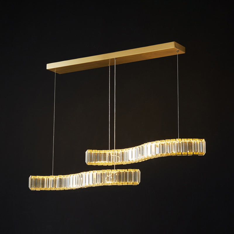 Modern Island Lighting Linear Crystal LED Pendant Lights for Dining Room