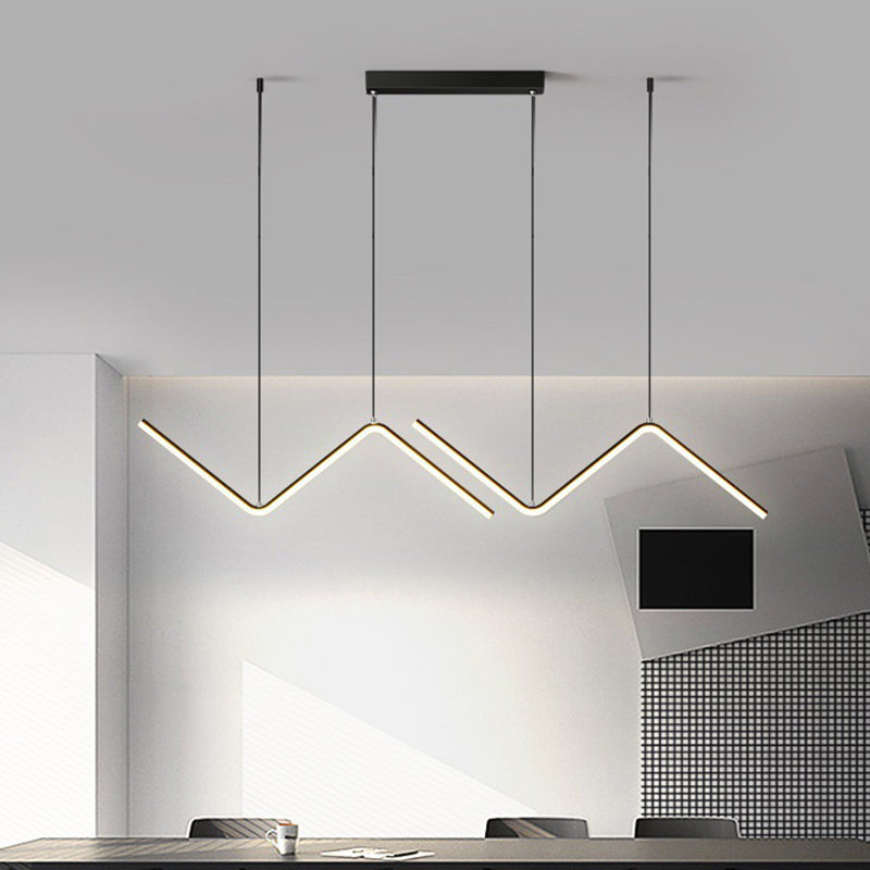 Modern Metal Chandelier Lamp Linear LED Island Pendant for Dining Room
