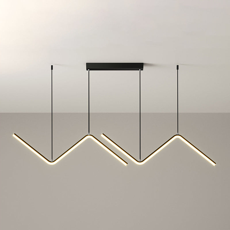 Modern Metal Chandelier Lamp Linear LED Island Pendant for Dining Room