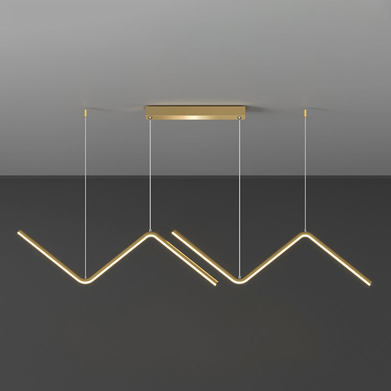 Modern Metal Chandelier Lamp Linear LED Island Pendant for Dining Room