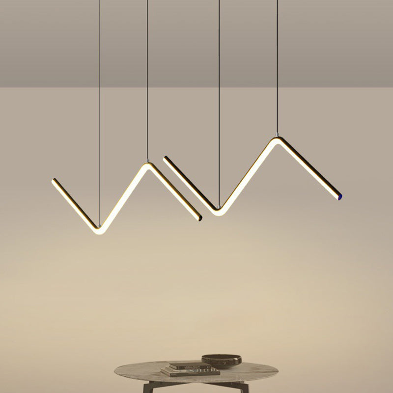 Modern Metal Chandelier Lamp Linear LED Island Pendant for Dining Room