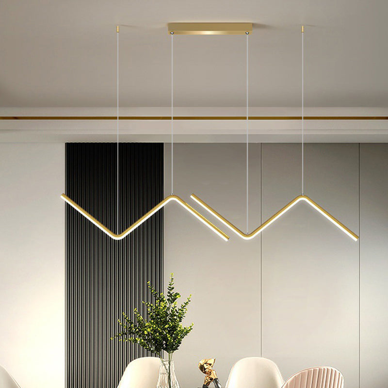 Modern Metal Chandelier Lamp Linear LED Island Pendant for Dining Room
