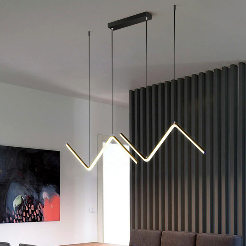 Modern Metal Chandelier Lamp Linear LED Island Pendant for Dining Room