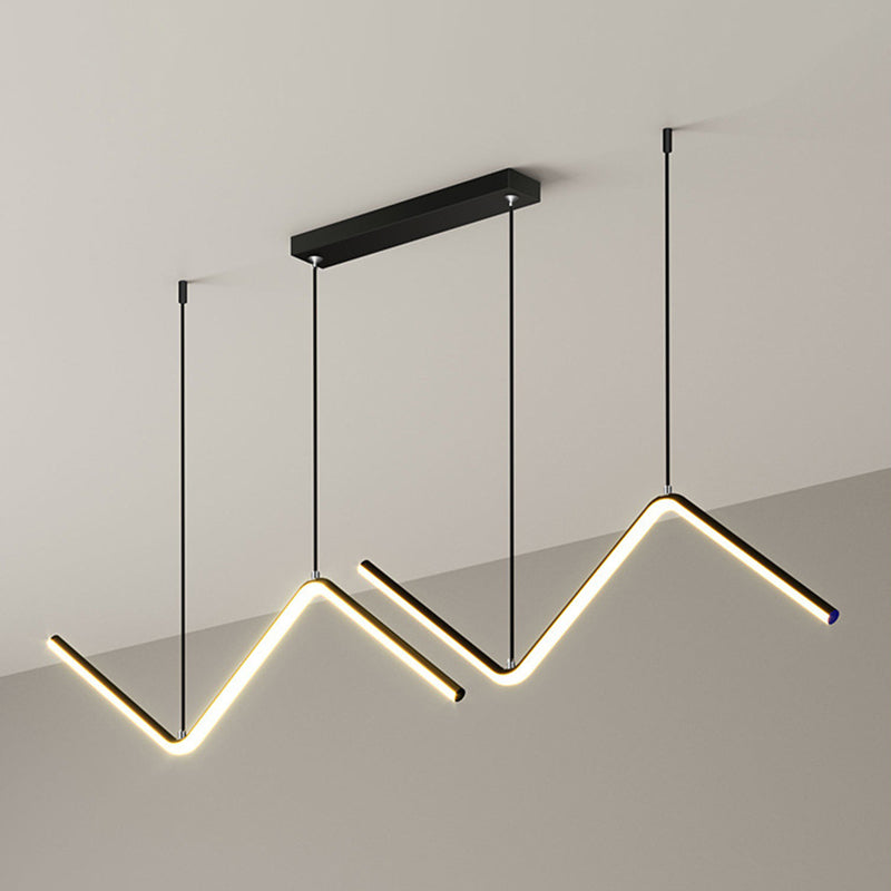 Modern Metal Chandelier Lamp Linear LED Island Pendant for Dining Room