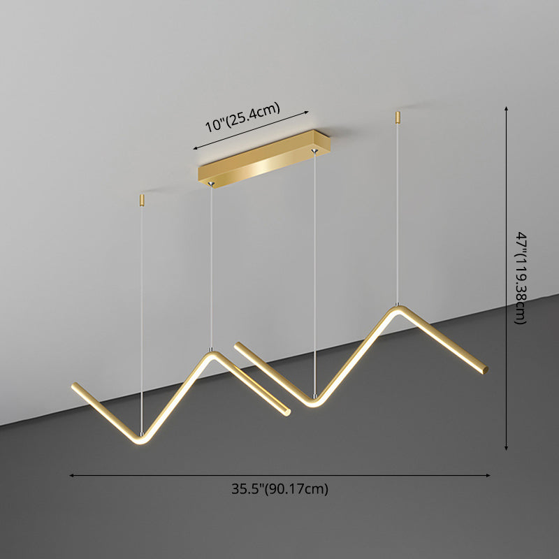 Modern Metal Chandelier Lamp Linear LED Island Pendant for Dining Room