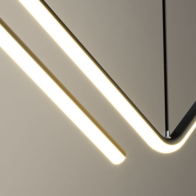 Modern Metal Chandelier Lamp Linear LED Island Pendant for Dining Room