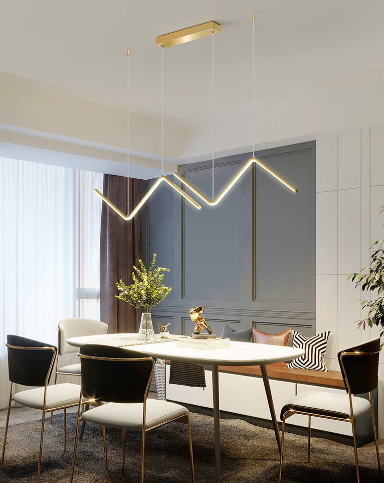 Modern Metal Chandelier Lamp Linear LED Island Pendant for Dining Room