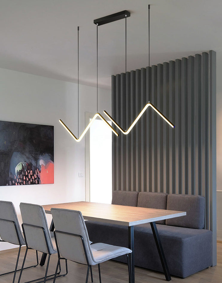 Modern Metal Chandelier Lamp Linear LED Island Pendant for Dining Room