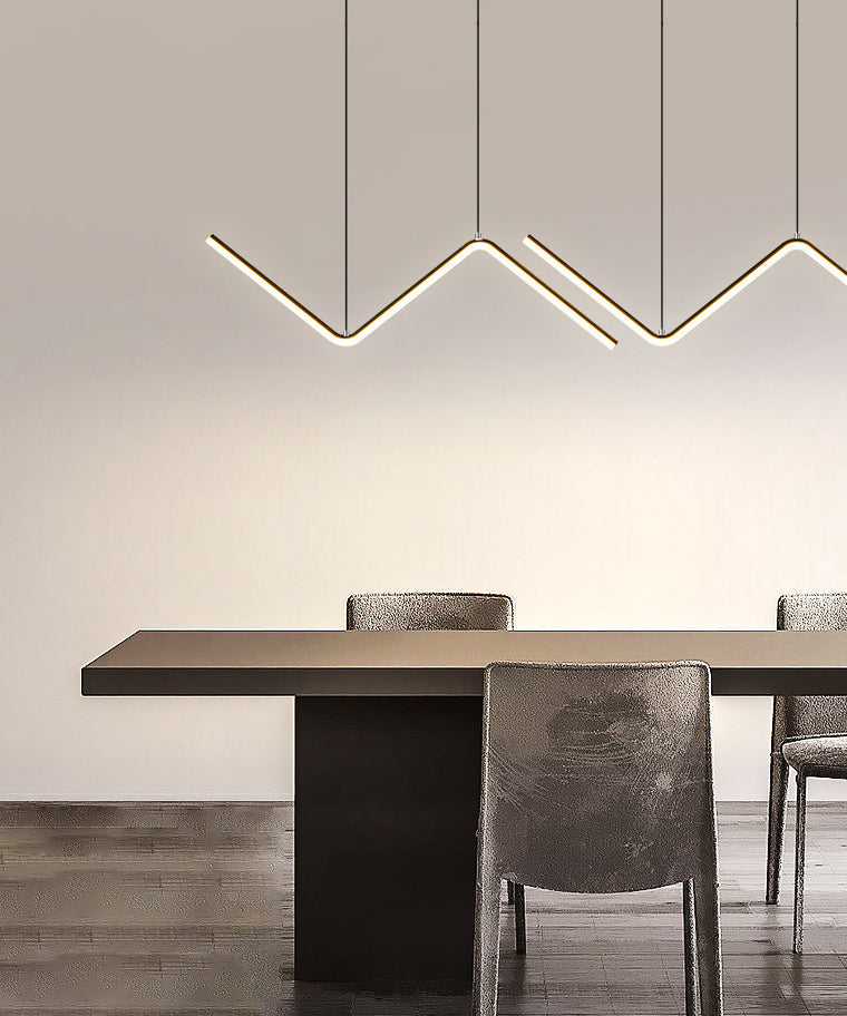 Modern Metal Chandelier Lamp Linear LED Island Pendant for Dining Room