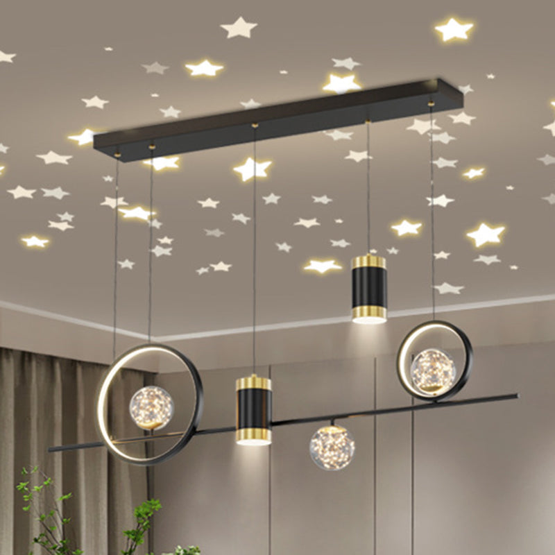 Idee per illuminazione dell'isola a led in metallo moderno lampada lampadario lineare per sala da pranzo