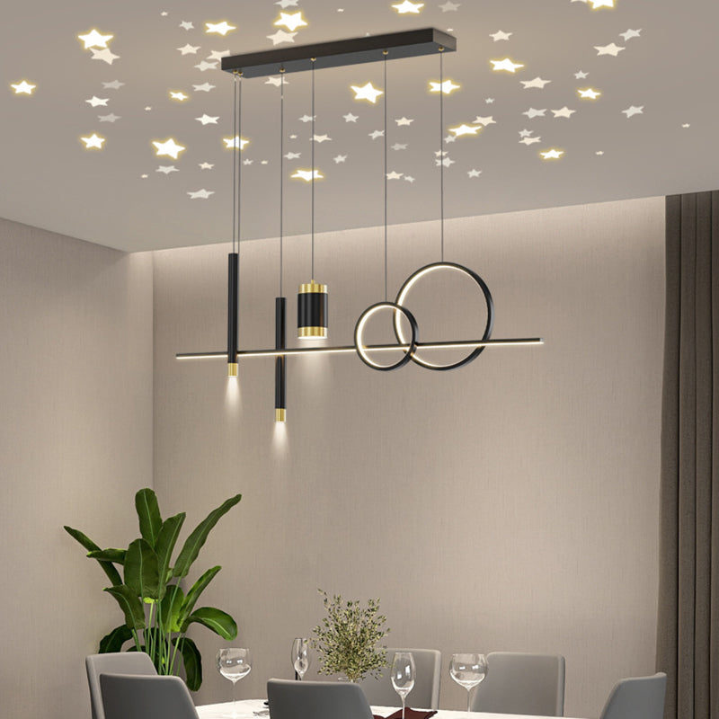 Idee per illuminazione dell'isola a led in metallo moderno lampada lampadario lineare per sala da pranzo