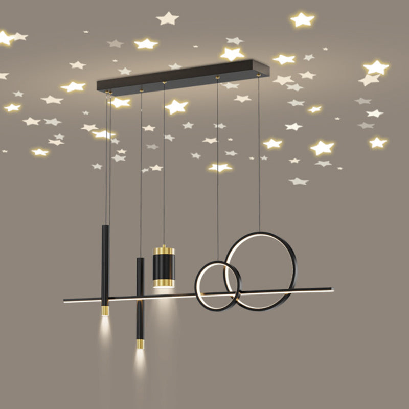 Idee per illuminazione dell'isola a led in metallo moderno lampada lampadario lineare per sala da pranzo