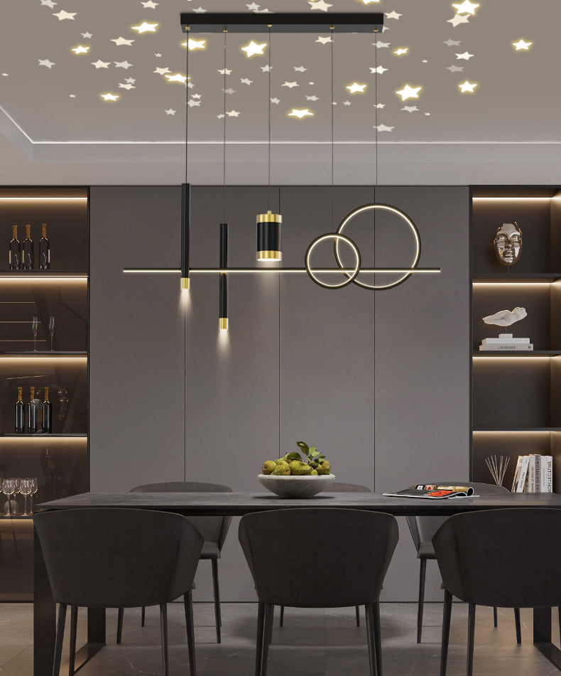 Idee per illuminazione dell'isola a led in metallo moderno lampada lampadario lineare per sala da pranzo