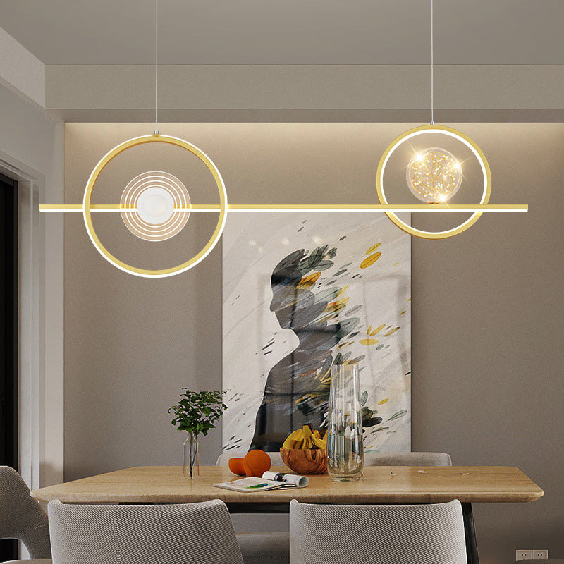 Geometric Island Pendant Lights Modern Chandelier Metal Island Lighting 4 Light in Gold