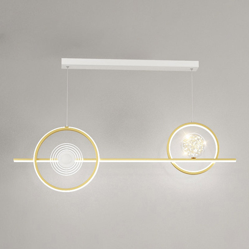 Geometric Island Pendant Lights Modern Chandelier Metal Island Lighting 4 Light in Gold