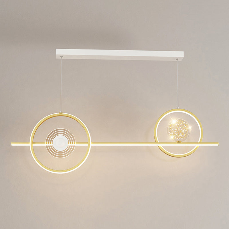 Geometric Island Pendant Lights Modern Chandelier Metal Island Lighting 4 Light in Gold