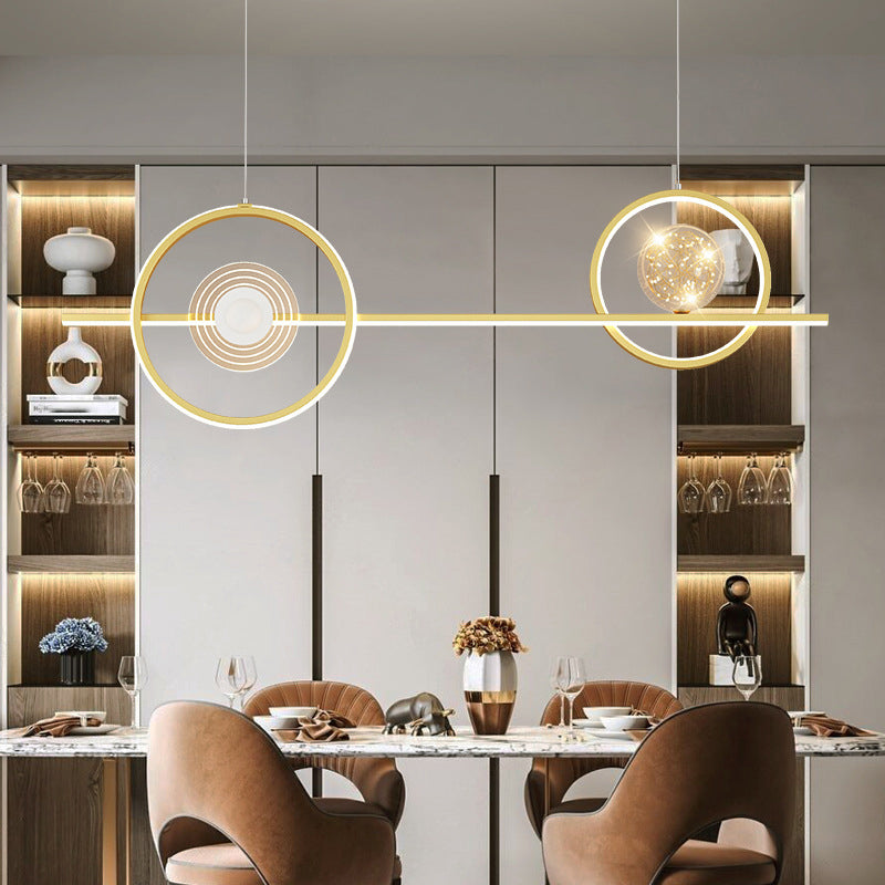 Geometric Island Pendant Lights Modern Chandelier Metal Island Lighting 4 Light in Gold