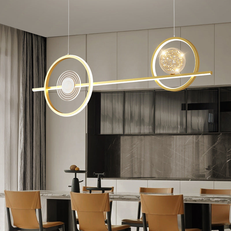 Geometric Island Pendant Lights Modern Chandelier Metal Island Lighting 4 Light in Gold