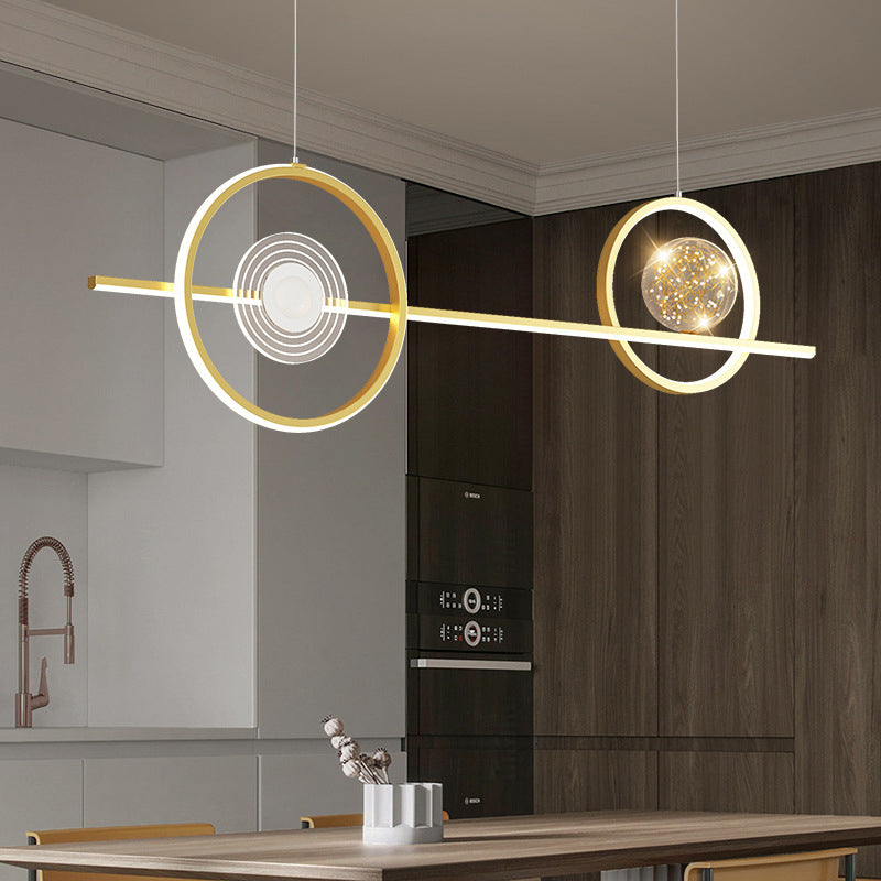 Geometric Island Pendant Lights Modern Chandelier Metal Island Lighting 4 Light in Gold