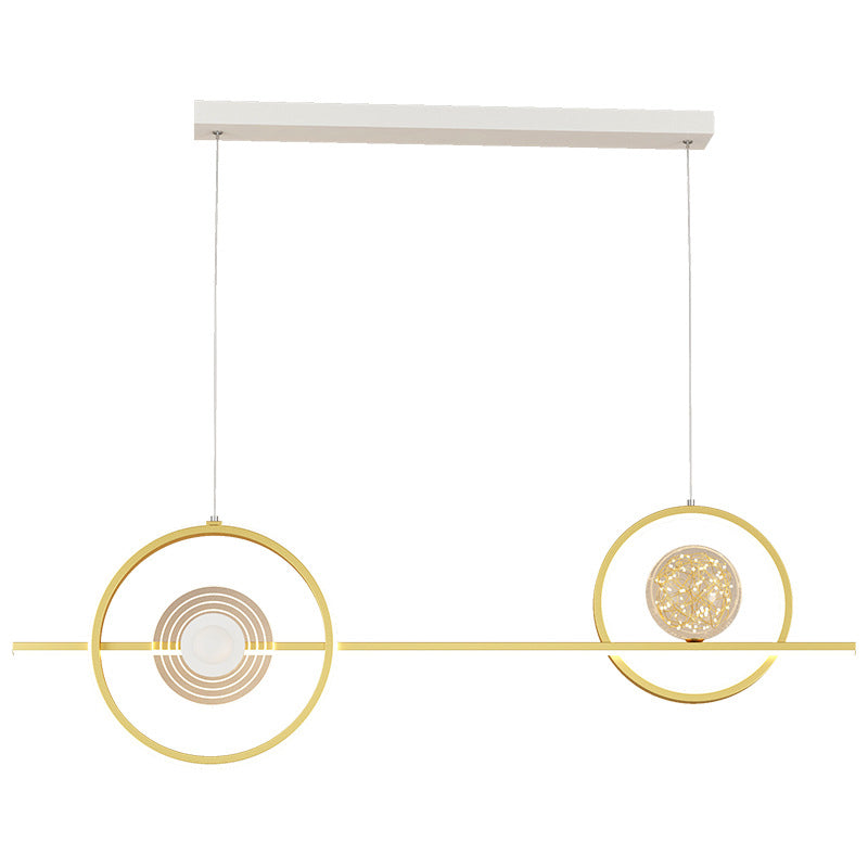 Geometric Island Pendant Lights Modern Chandelier Metal Island Lighting 4 Light in Gold