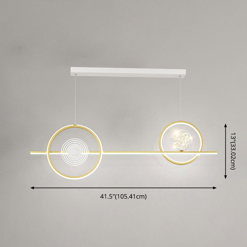 Geometric Island Pendant Lights Modern Chandelier Metal Island Lighting 4 Light in Gold