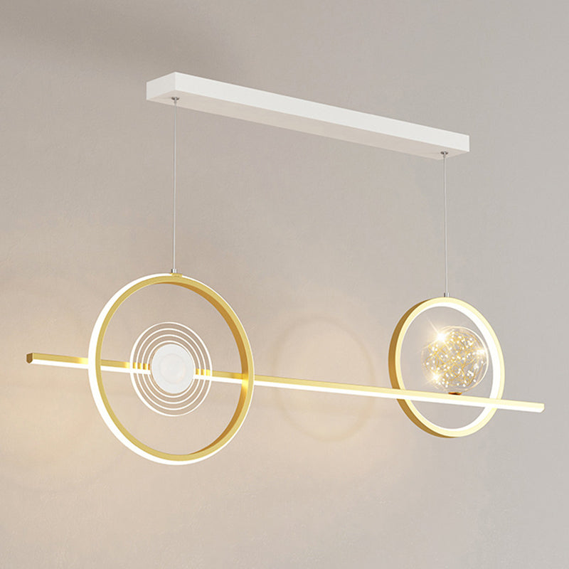 Geometric Island Pendant Lights Modern Chandelier Metal Island Lighting 4 Light in Gold