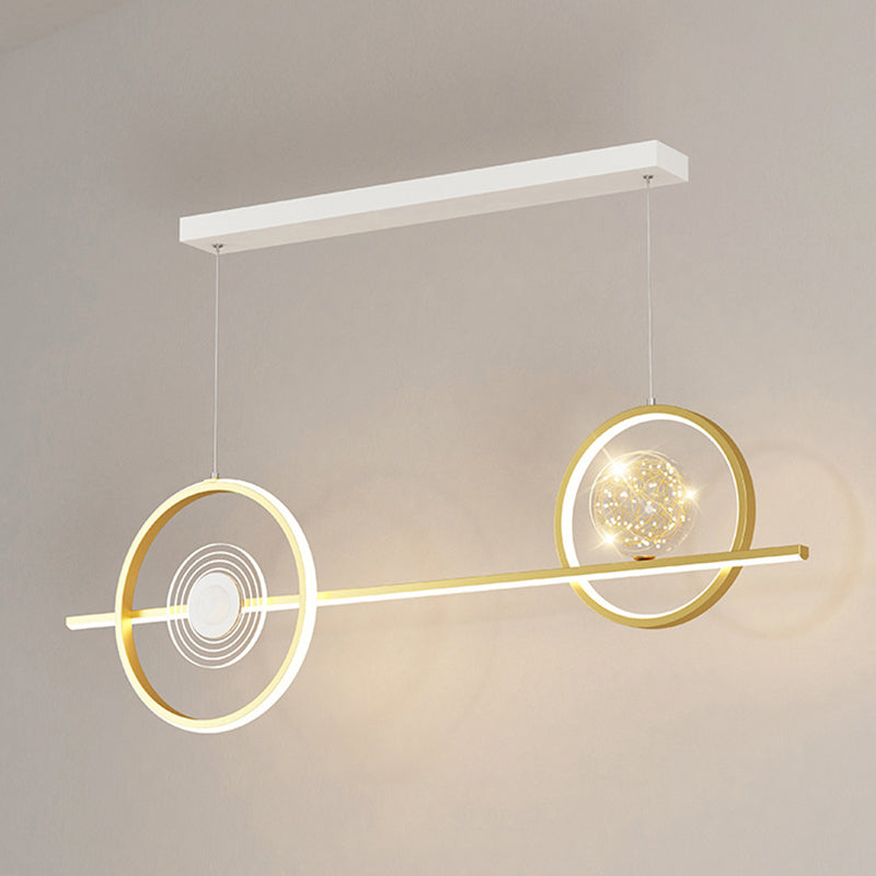 Geometric Island Pendant Lights Modern Chandelier Metal Island Lighting 4 Light in Gold